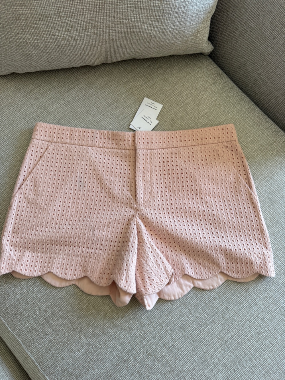 NWT Club Monaco Amber low rise Blush pink Eyelet Scallop Hem Shorts size 8